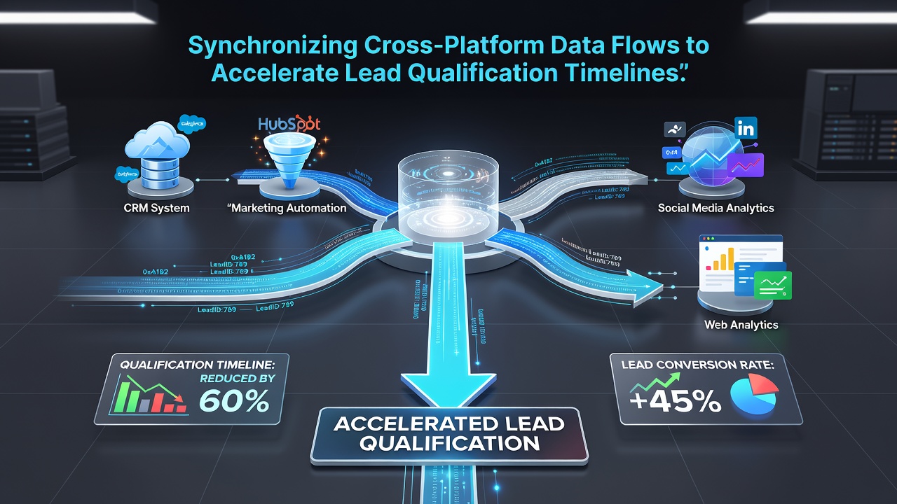 Dashboard view illustrating real-time data synchronization metrics across sales and marketing systems